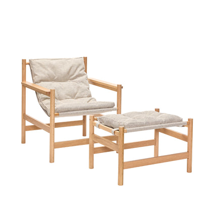 Heritage Sessel/Fußhocker Natur/Beige - 75x72xh82cm, 69x49xh43cm