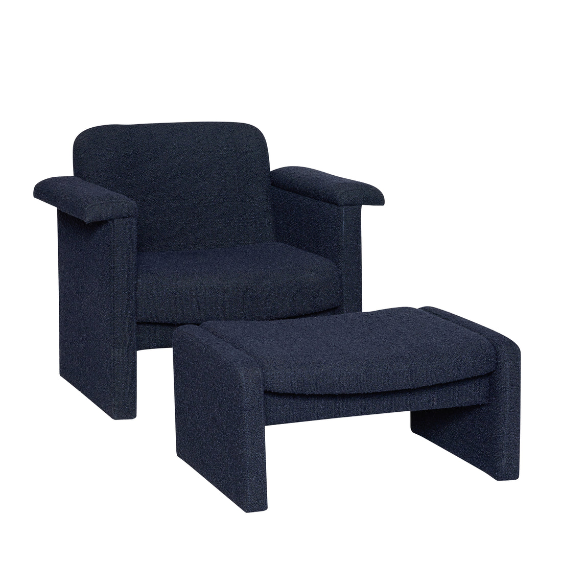 Softy Lounge-Sessel Dunkelblau (2er-Set) – 96 x 73 x 78 cm, 76 x 55 x 35 cm