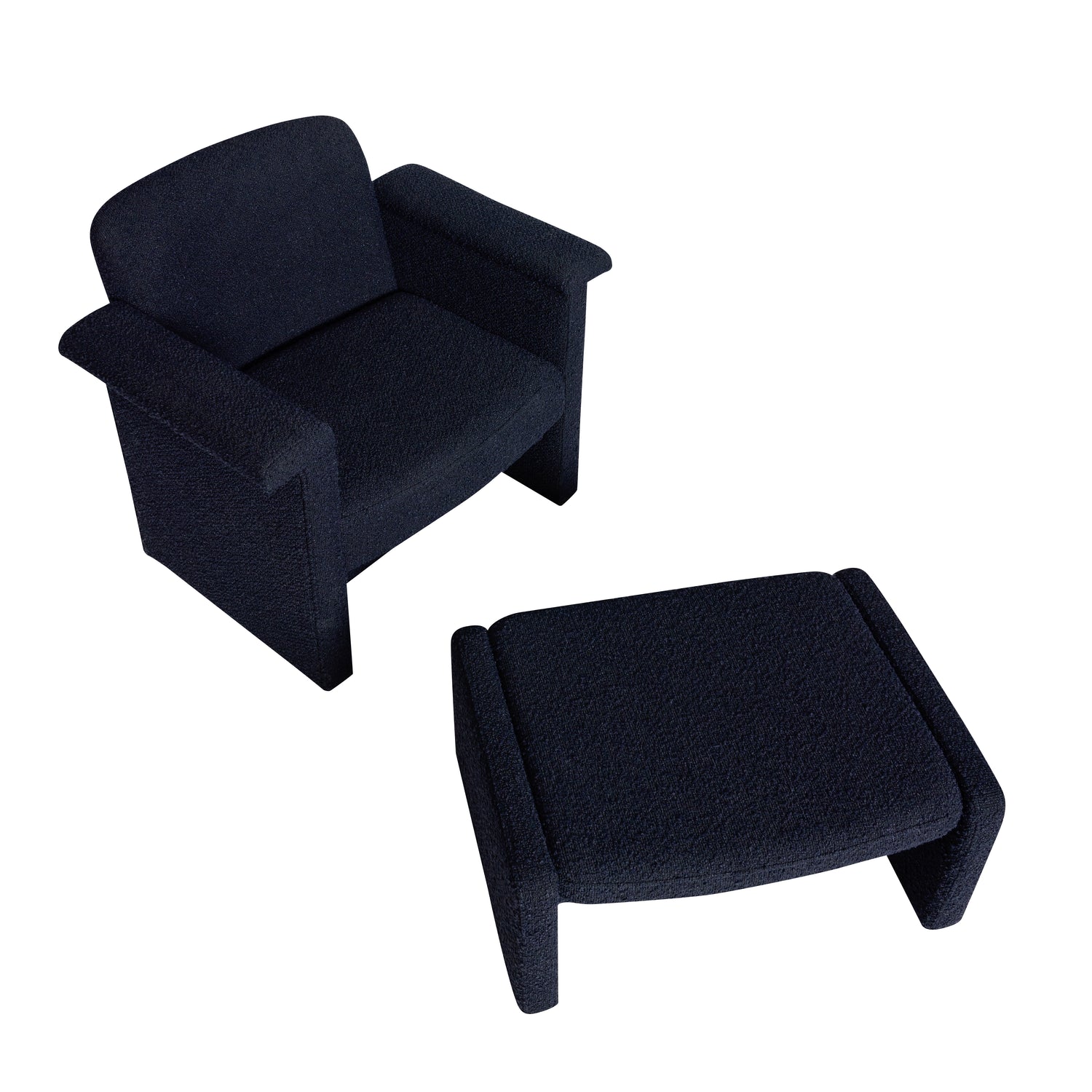 Softy Lounge-Sessel Dunkelblau (2er-Set) – 96 x 73 x 78 cm, 76 x 55 x 35 cm