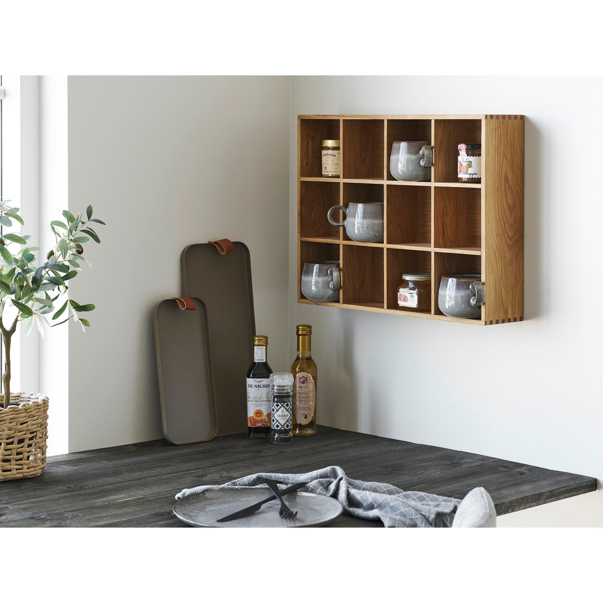 Soria -Wandregal - Wandschelf, Eiche/Eichenfurnier, Natur 39x11x51 cm