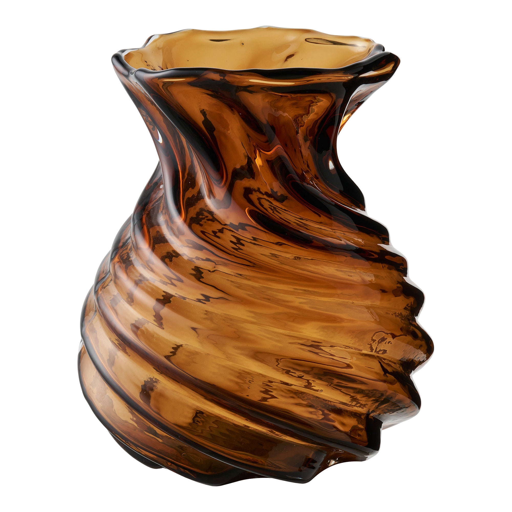Vase - Vase, Mundglas, geräucherte braune Ø16x18,5 cm