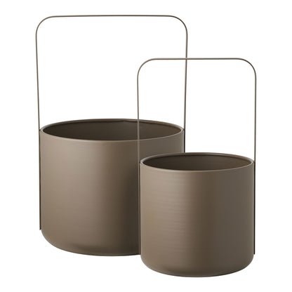 Kräutertopf - Kräutertopf, Stahl, brauner Set von 2