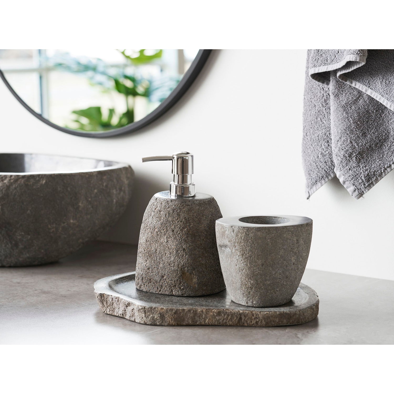 Gara -Tablett - Tablett, Riverstone, Natur 30x25x3 cm
