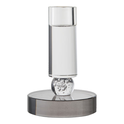 Candlestick - Candlestick, Glas, Grau/Weiß Ø9x13 cm