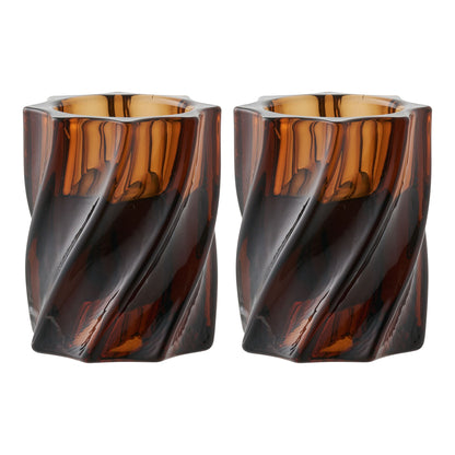 Candlestick - Candlestick, Glas, geräucherter brauner Set von 2