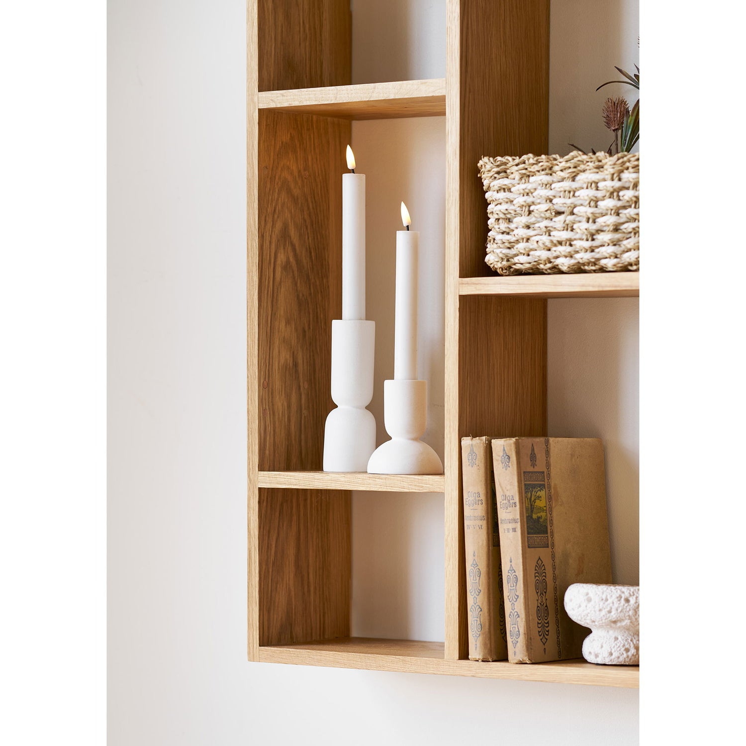Candlestick - Candlesticks, Kalkstein, weißer Set von 2