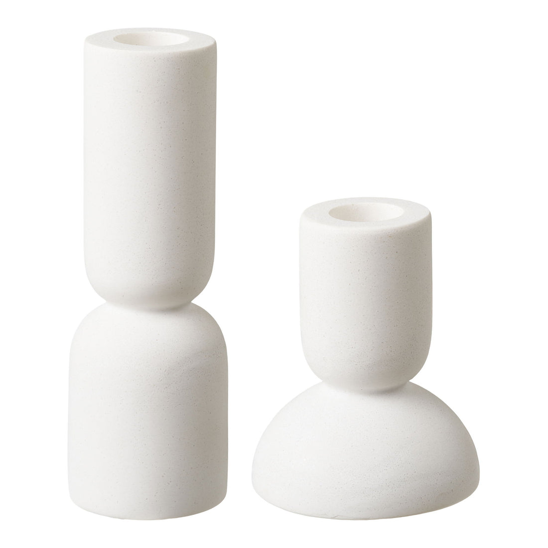 Candlestick - Candlesticks, Kalkstein, weißer Set von 2