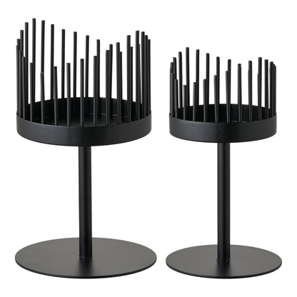 Candlestick - Candlestick, Stahl, schwarzer 2 -Set von 2
