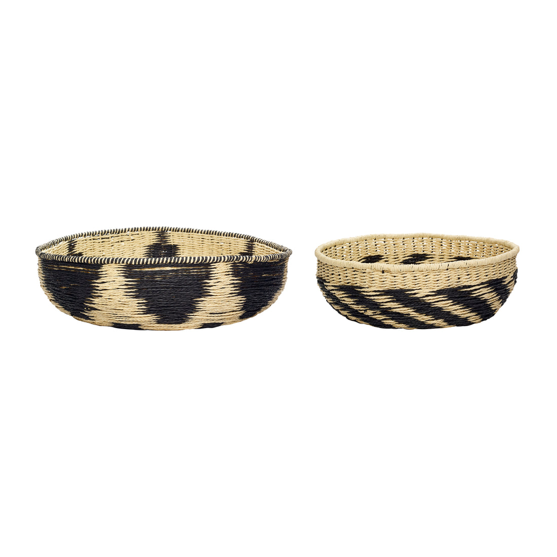 Aktuelle Kurve Schwarz/Natur (Set von 2) - Ø37xh13, Ø54xh15cm