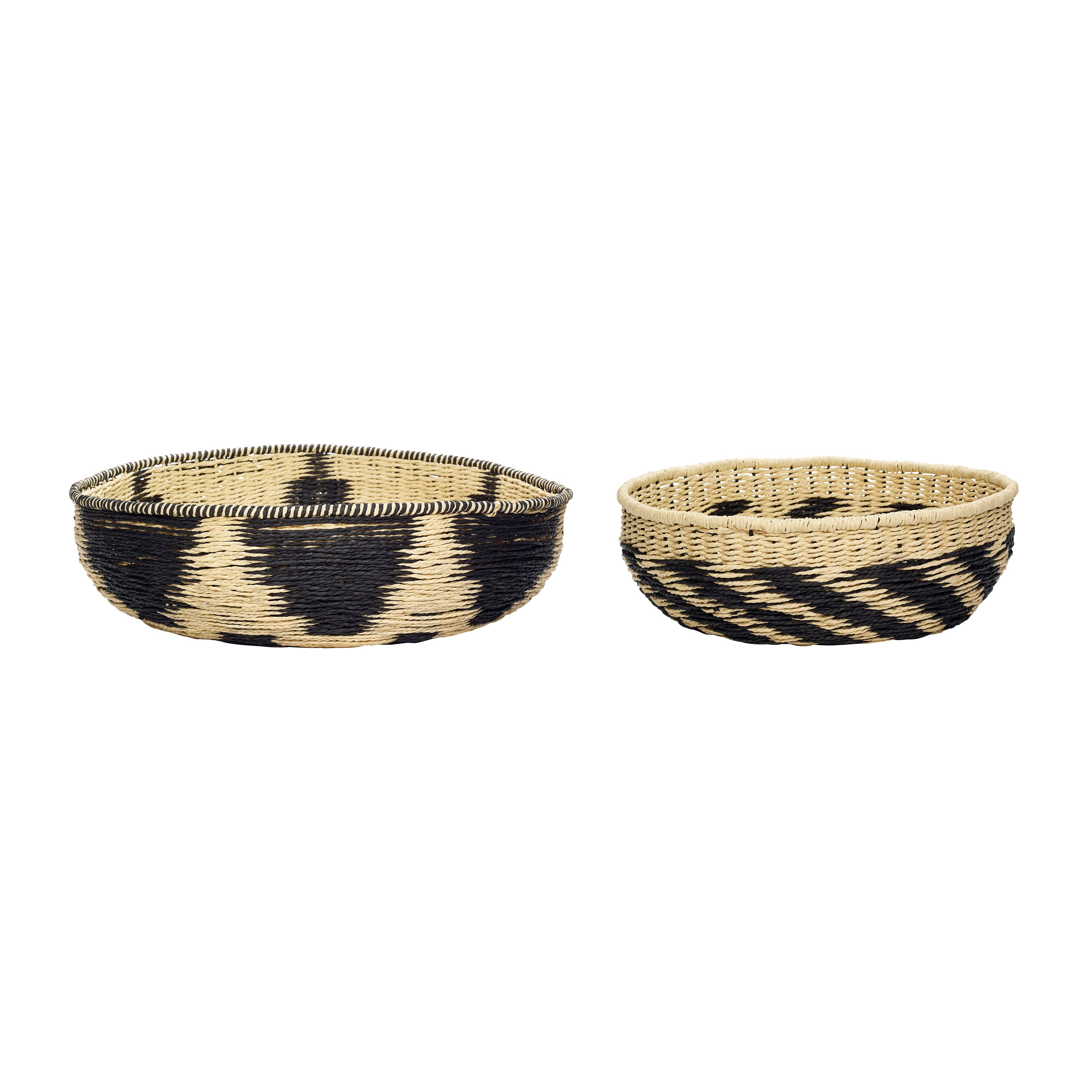 Aktuelle Kurve Schwarz/Natur (Set von 2) - Ø37xh13, Ø54xh15cm
