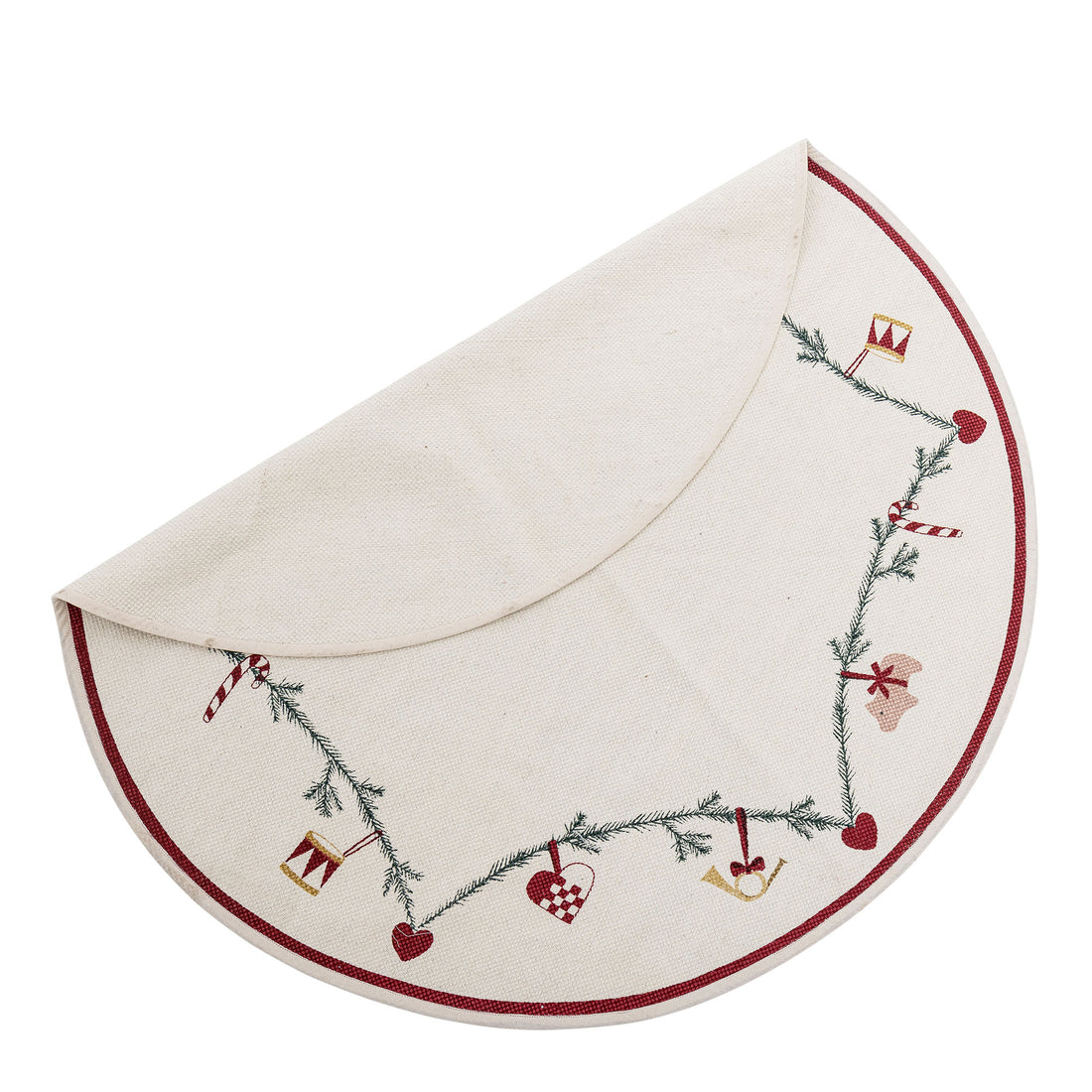 Bloomingville Yule Weihnachtsbaumdecke, Rot, Baumwolle