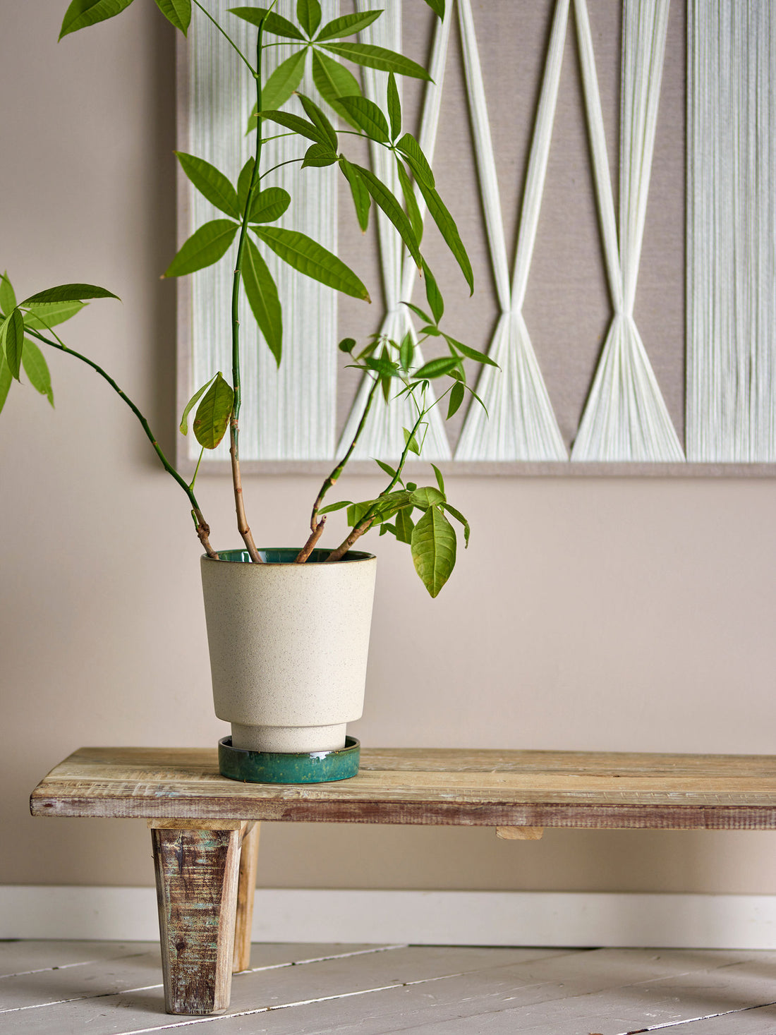 Bloomingville Idril Kräutertopf mit Untertasse, Natur, Steinzeug