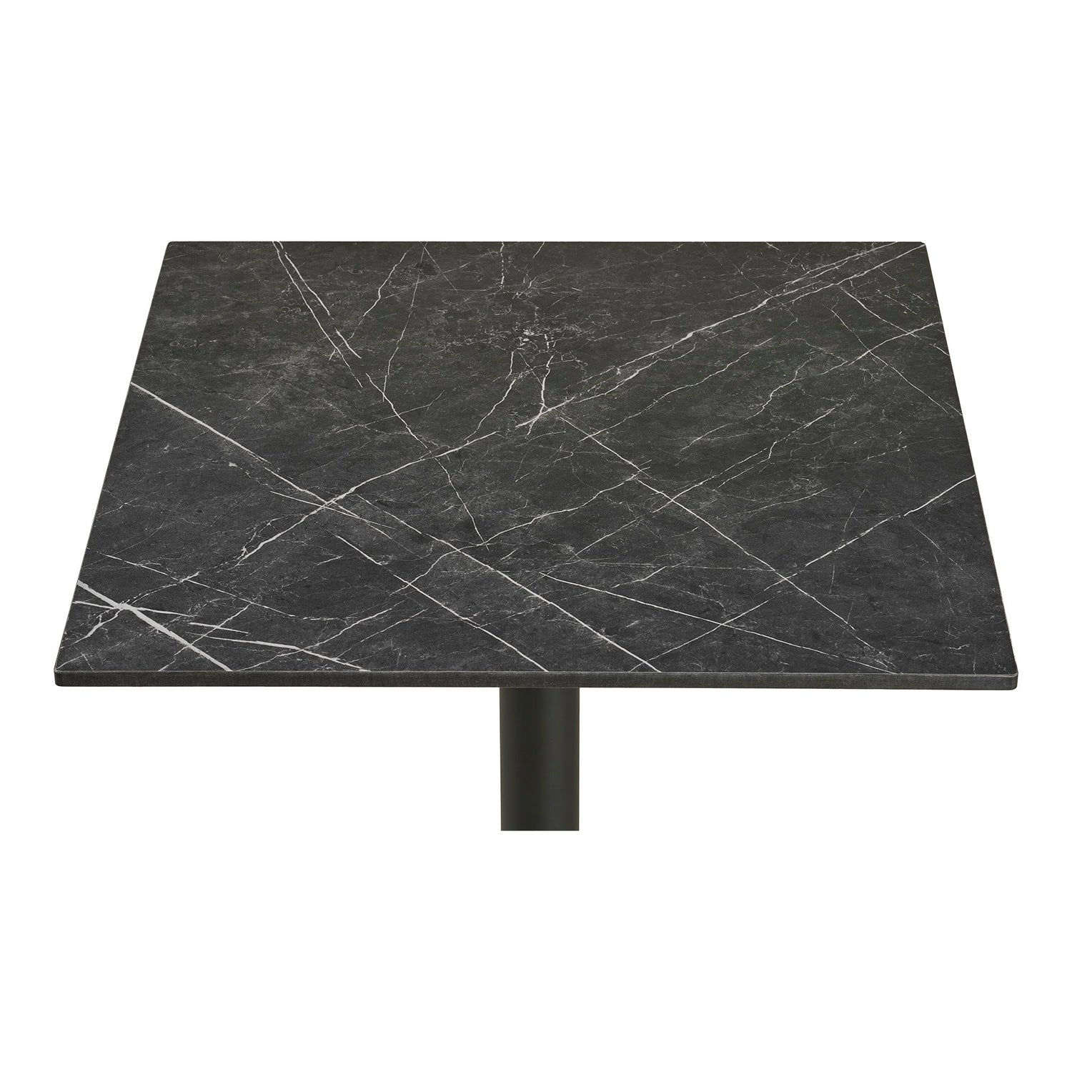Cafétisch - Cafétisch, Marmor -Look -Arbeitsplatte, dunkelgrau, schwarze Beine, Aluminium 60x60x73 cm