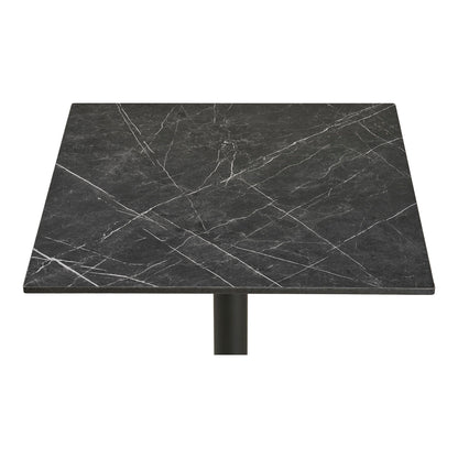 Cafétisch - Cafétisch, Marmor -Look -Arbeitsplatte, dunkelgrau, schwarze Beine, Aluminium 60x60x73 cm