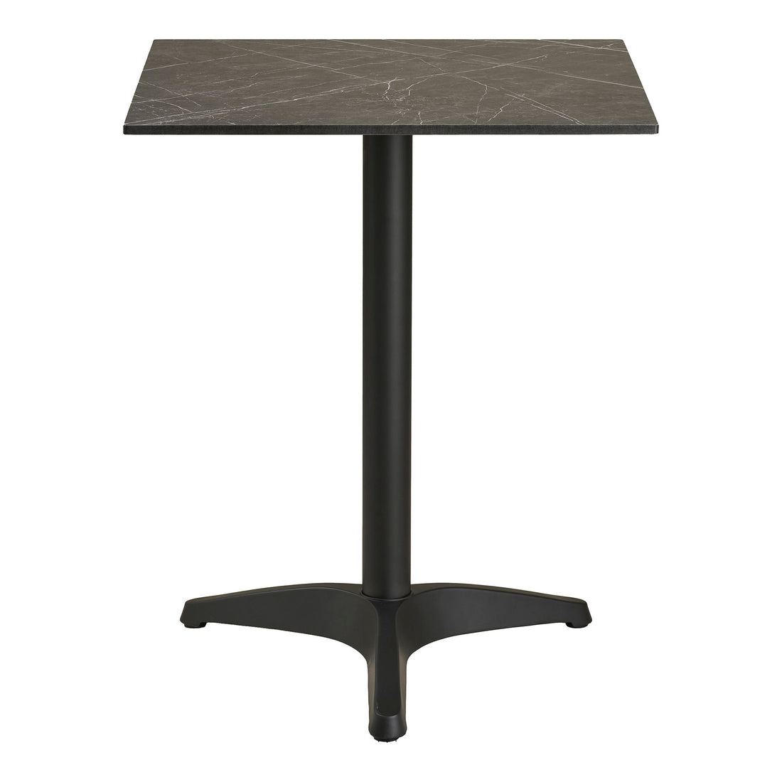 Cafétisch - Cafétisch, Marmor -Look -Arbeitsplatte, dunkelgrau, schwarze Beine, Aluminium 60x60x73 cm