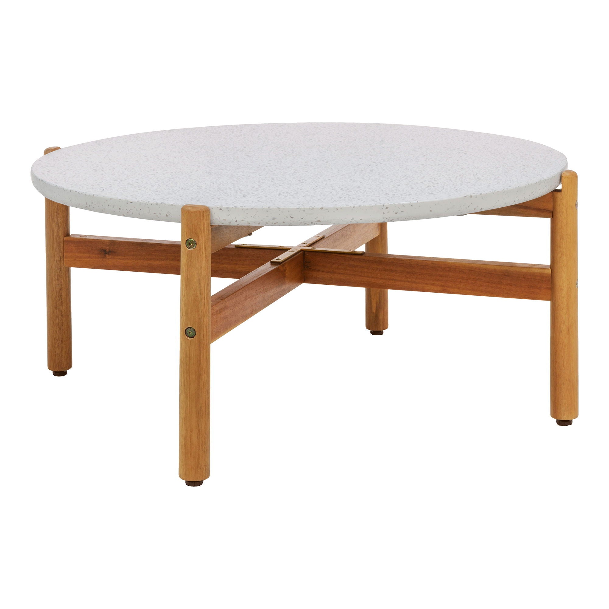 Couchtisch, Akazie/Terazzo, Natur&lt;br&gt;Ø84,5x38,5 cm