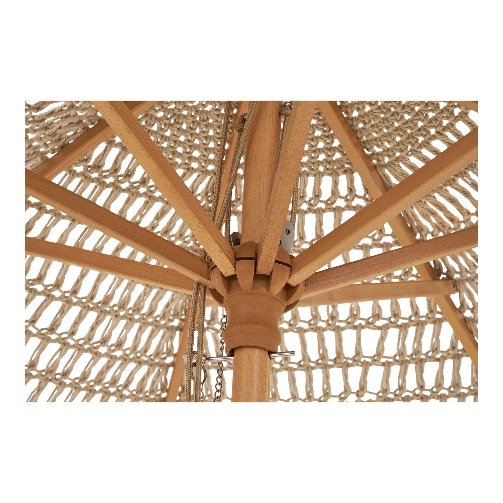 Sonnenschirm, Baumwolle, Holzstab, beige<br>ø250 cm