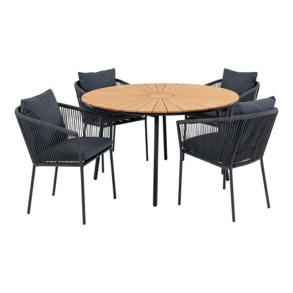 Cleveland und Salerno Garden Möbel Set - Esstisch und 4 Esstischstühle