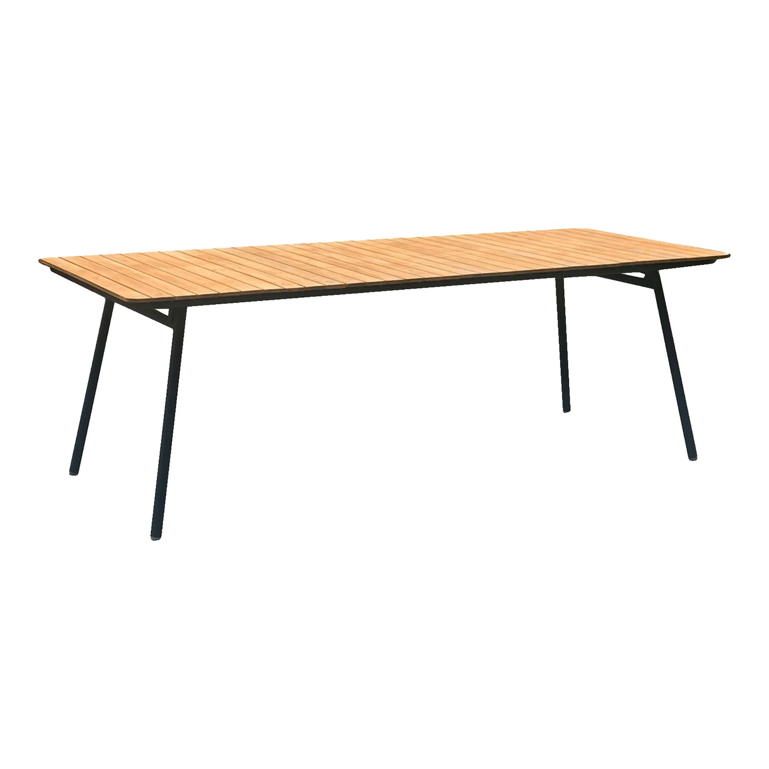Esstisch, Teakholz, Natur, schwarze Beine 90x220 cm