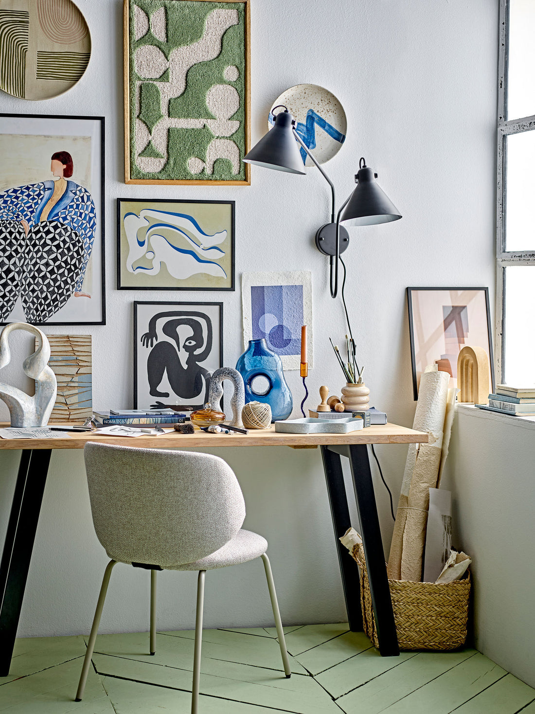 Bloomingville Vivianne Illustration mit Rahmen, schwarz, Mann