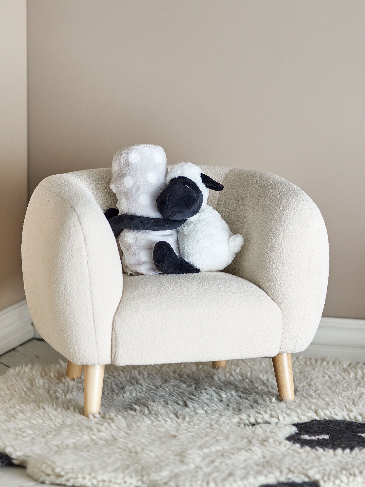 Bloomingville Mini Dolly Teddybär mit Decke, Weiß, Polyester