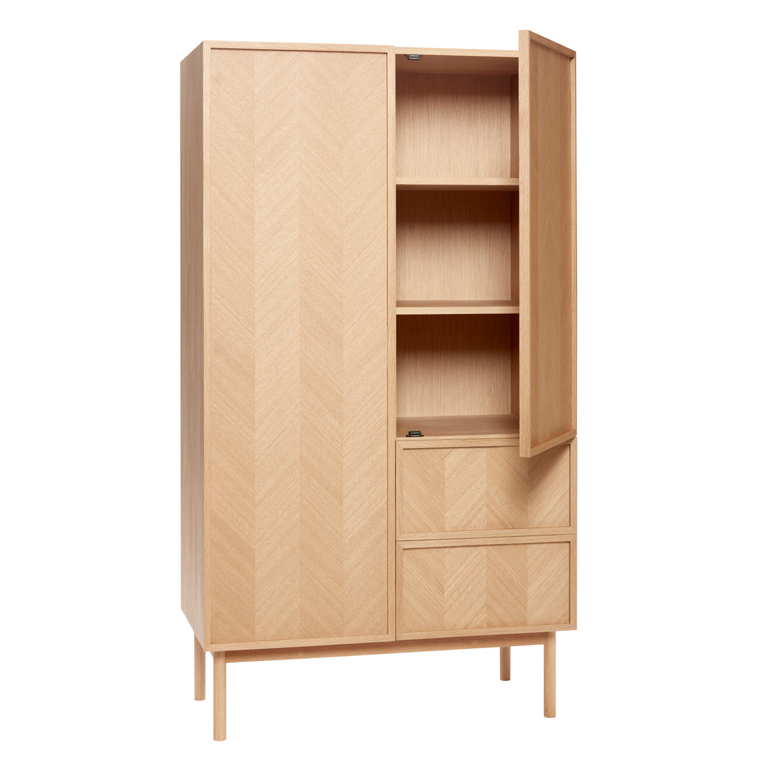 Kleiderschrank mit Fischgrätenmuster, groß, Natur – 100 x 52 x 180 cm