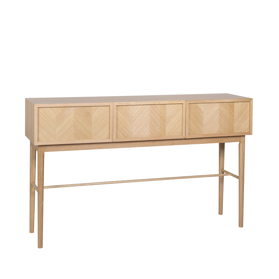 Fischgräten-Konsolentisch mit Schubladen, Natur – 150 x 38 x 90 cm