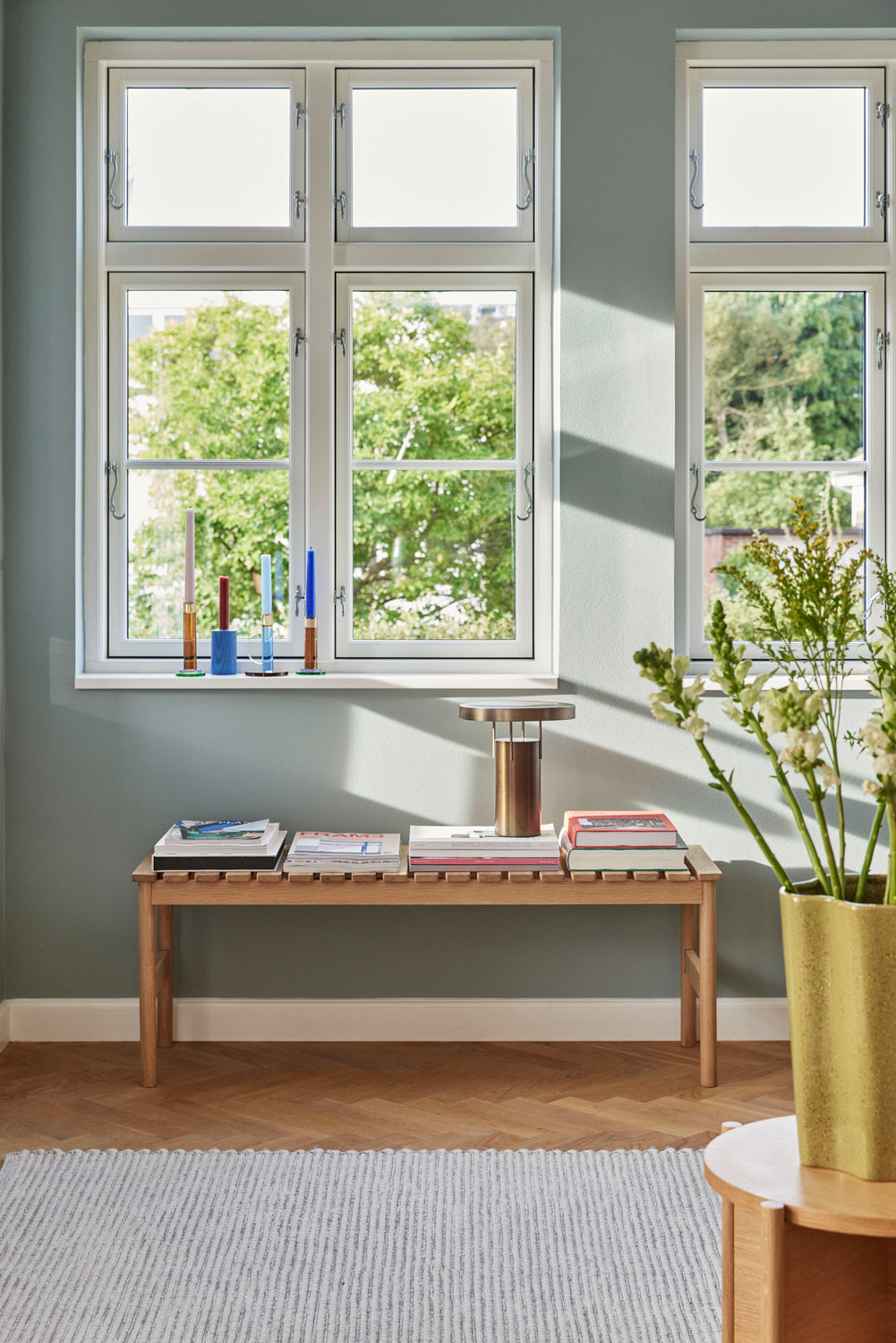 Reihenbank groß Natur - 122x40xh45cm