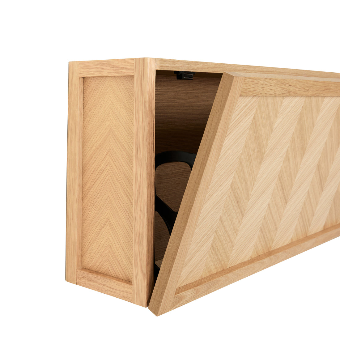 Schuhschrank mit Fischgrätenmuster, groß, naturfarben – 100 x 25 x 40 cm