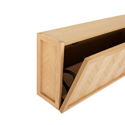 Schuhschrank mit Fischgrätenmuster, groß, naturfarben – 100 x 25 x 40 cm