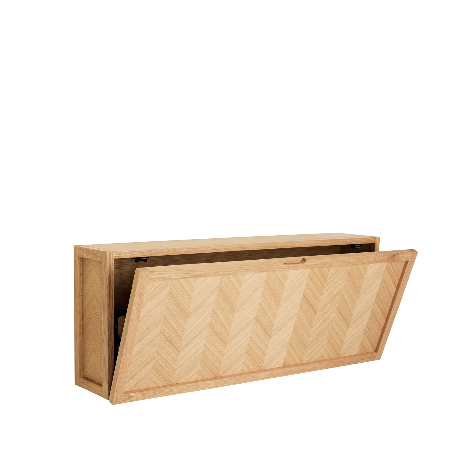Schuhschrank mit Fischgrätenmuster, groß, naturfarben – 100 x 25 x 40 cm