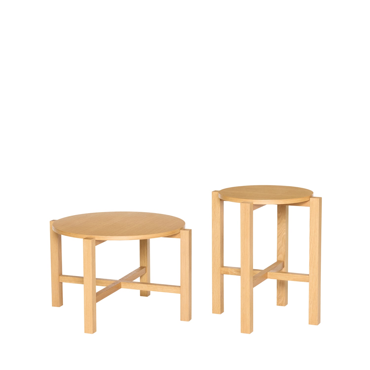 Four Couchtisch Natural (2er-Set) – ø68xh42cm, ø48xh55cm