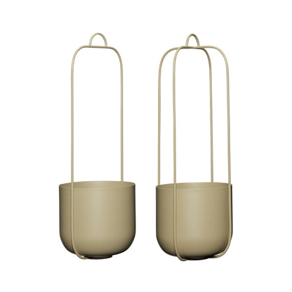 Lotus Hanging Pot Khaki (2) - Ø16xh44cm