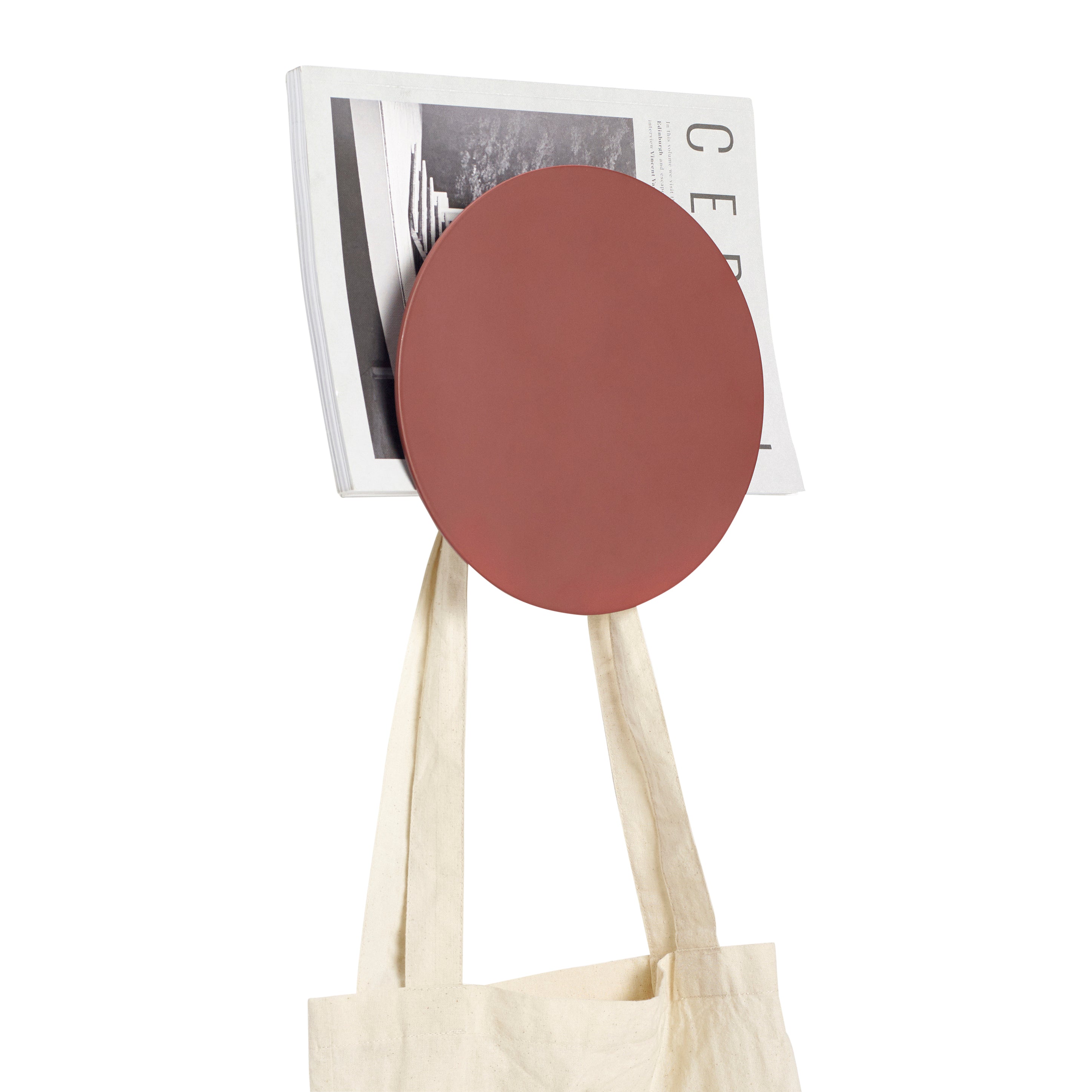 Doppelter Zeitschriftenhalter mit Haken Rot – ø22x8cm