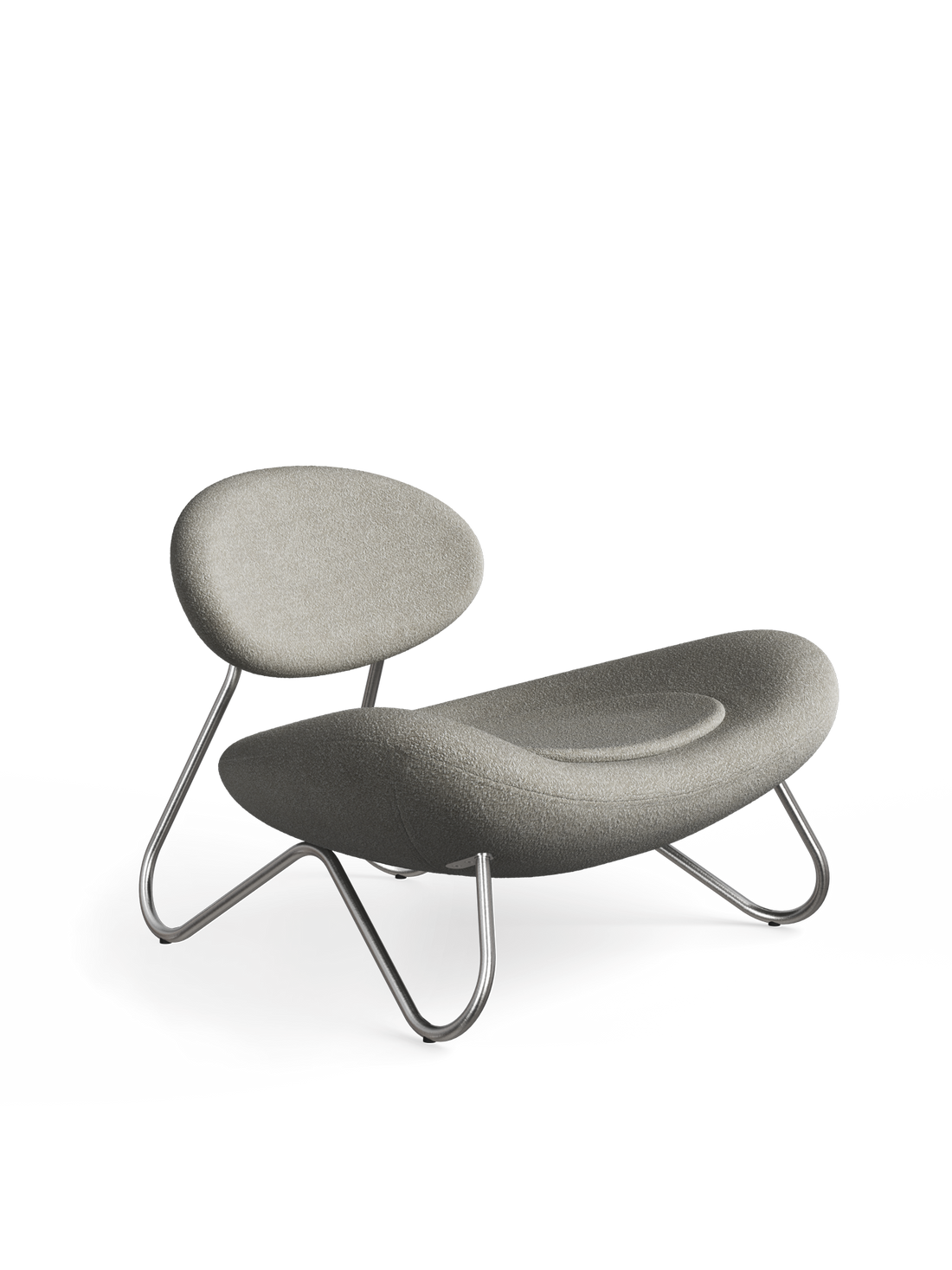 Meadow Lounge Chair – Warmes Grau/Gebürsteter Stahl