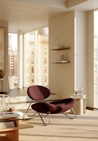 Meadow Lounge Chair – Bordeaux/Gebürsteter Stahl