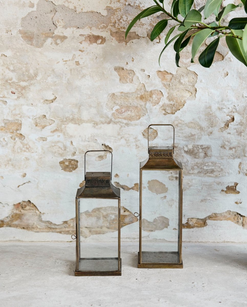 ANTIKE Laterne aus Eisen – H30 cm – Goldfinish