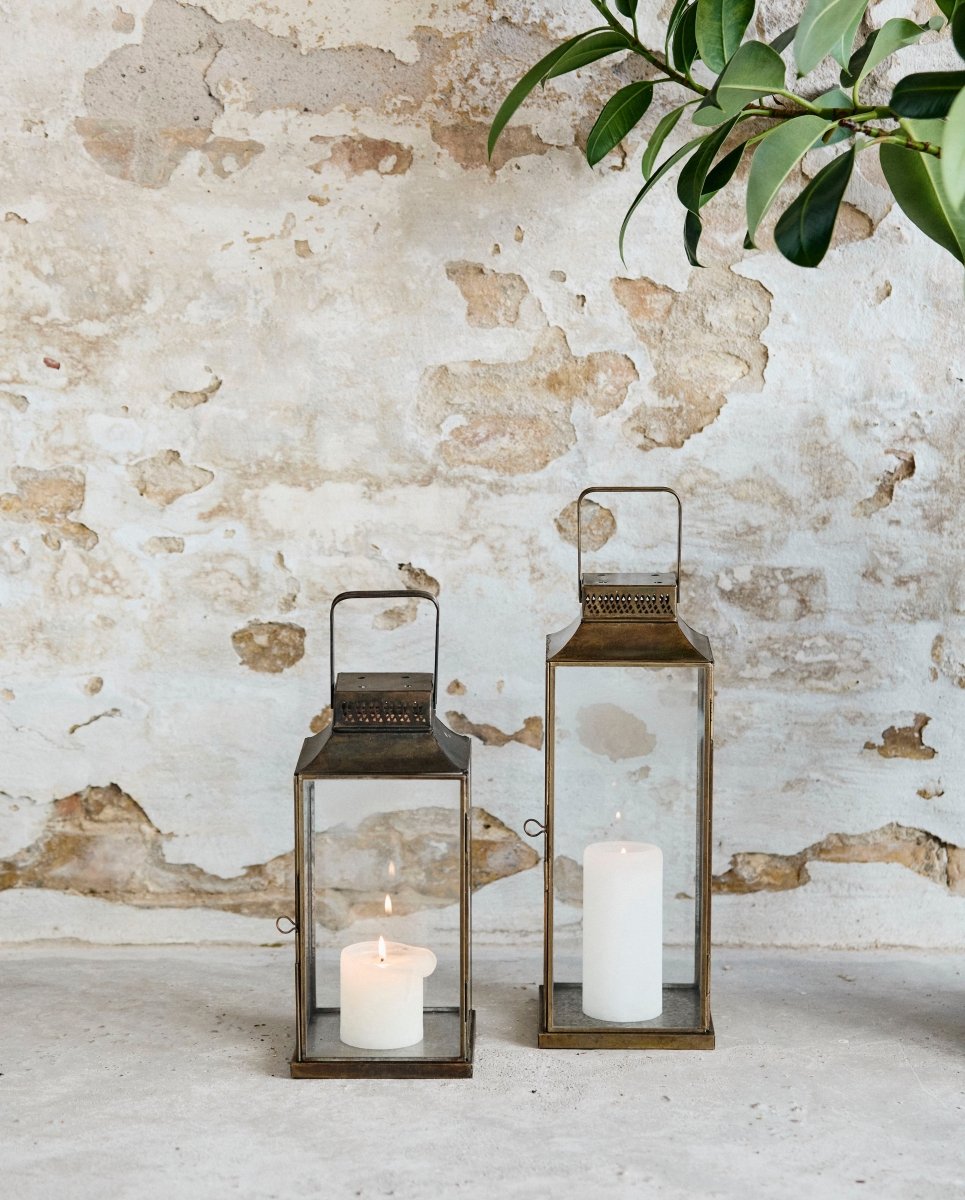 ANTIKE Laterne aus Eisen – H30 cm – Goldfinish