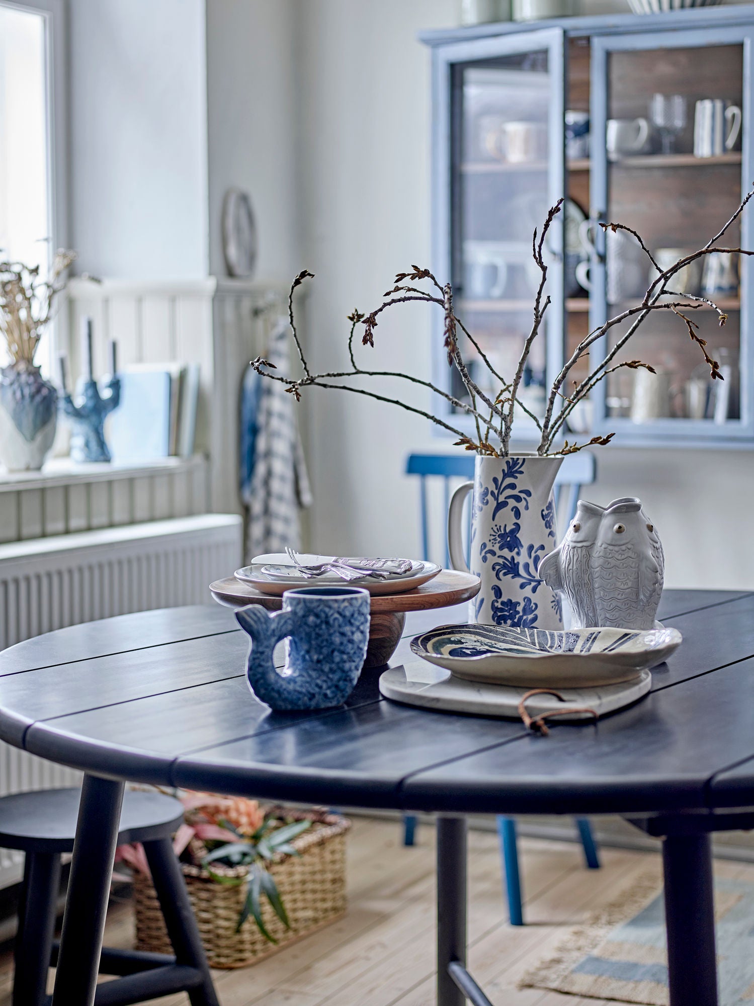 Kreative Kollektion Ariella Vase, Blau, Steinzeug