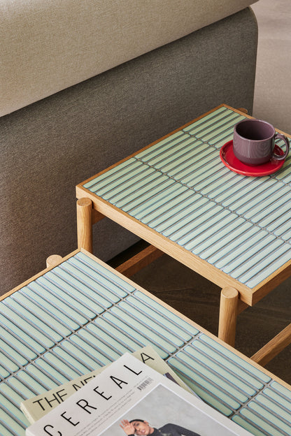 Fliesen-Couchtisch Mint/Natur - 61x66xh44cm