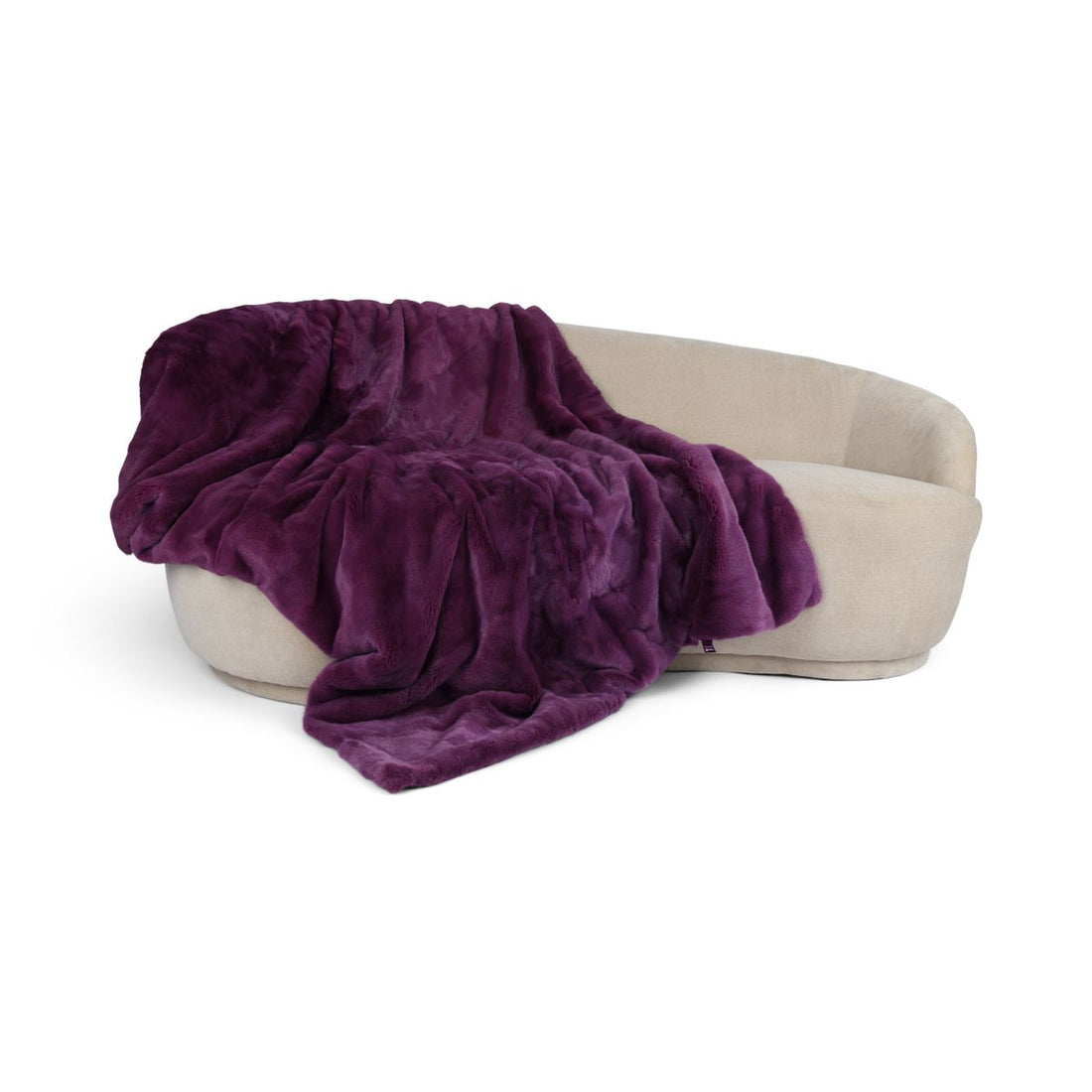 Nerz kariert | Rückseite aus Kaschmir | Lila | 142x194 cm