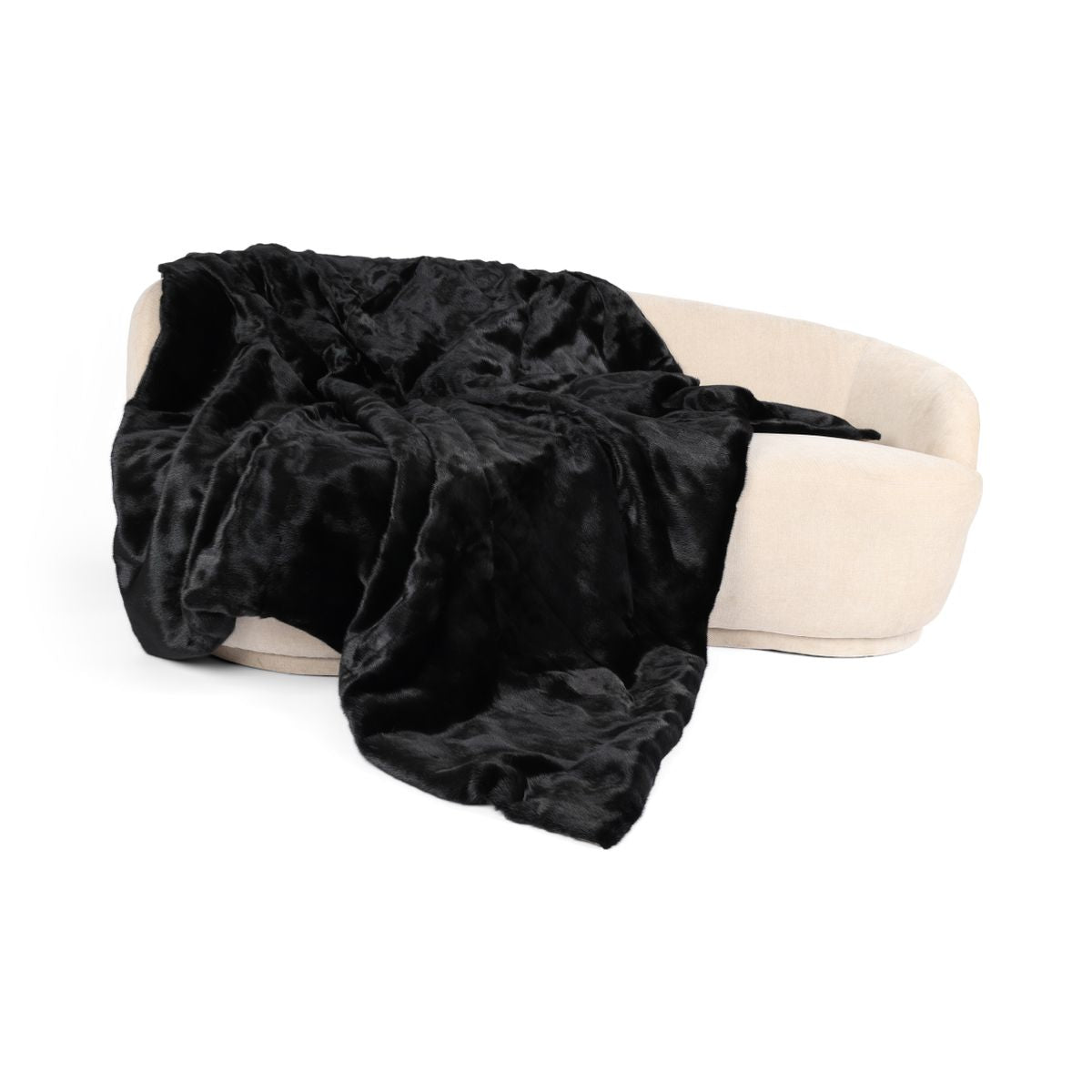 Nerz kariert | Rückseite aus Kaschmir | Schwarz | 188x182 cm