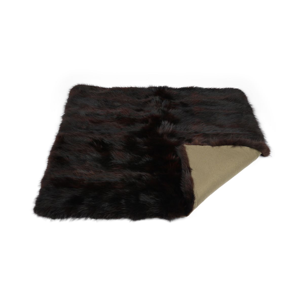 Premium-Fuchs-Plaid | Rückseite aus Kaschmir | Dunkelbraun | 150x150 cm