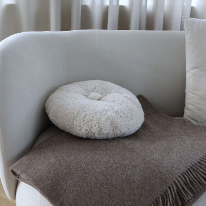 Lammfellkissen | Kurzhaarig | Neuseeland | Doppelseitig | D40 cm