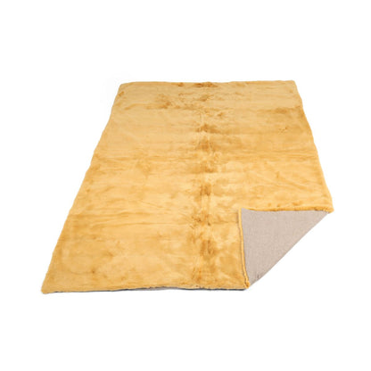 Nerz kariert | Rückseite aus Kaschmir | Senf | 140x200 cm