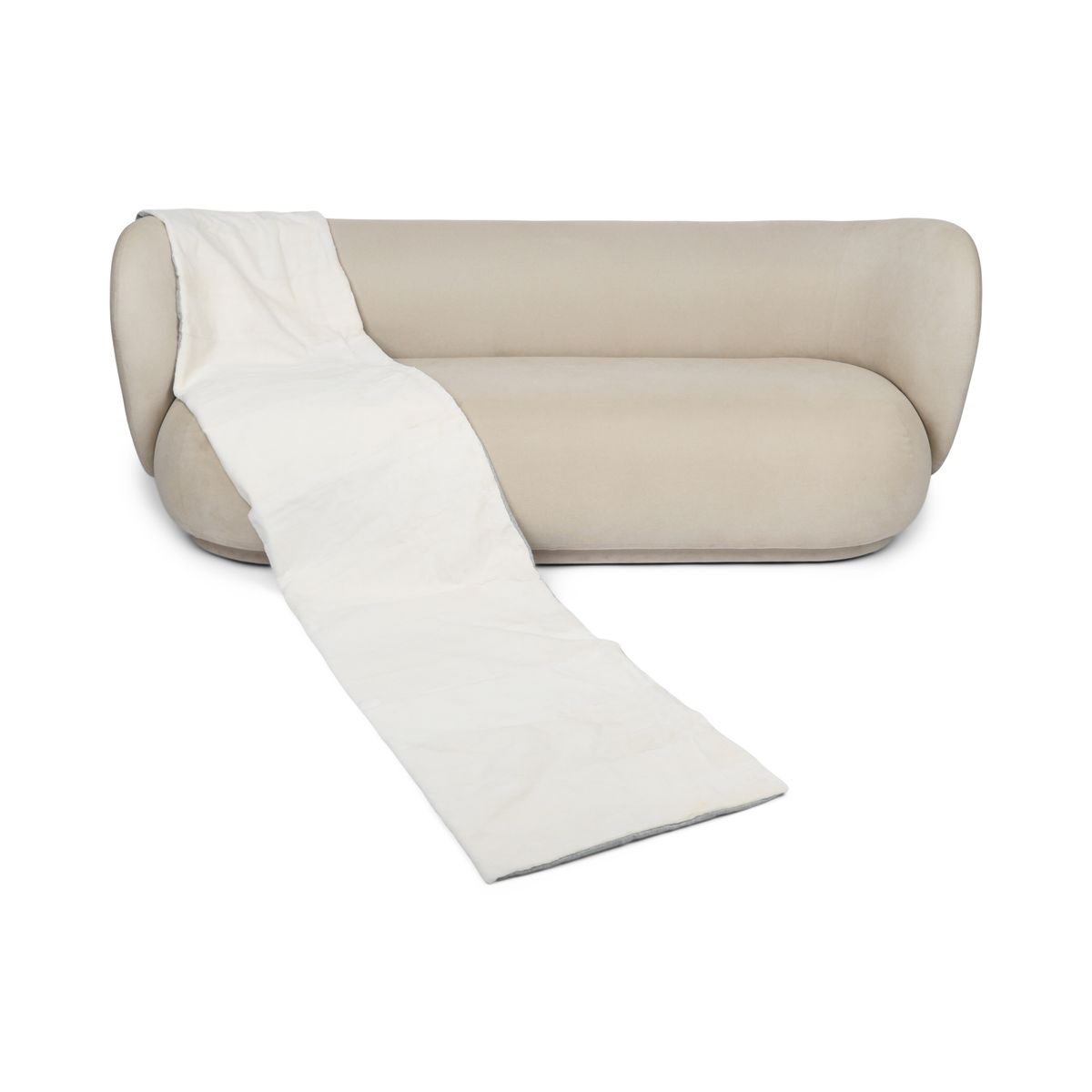 Nerz kariert | Rückseite aus Kaschmir | Weiß | 52x258 cm