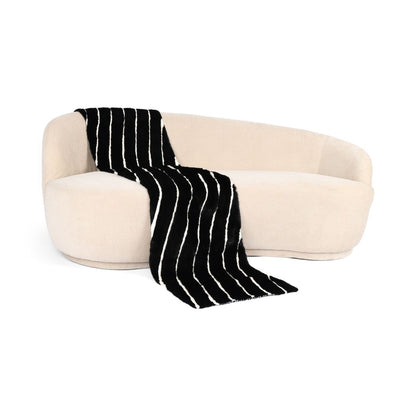 Nerz kariert | Rückseite aus Kaschmir | Schwarz/Weiß | 50x220 cm