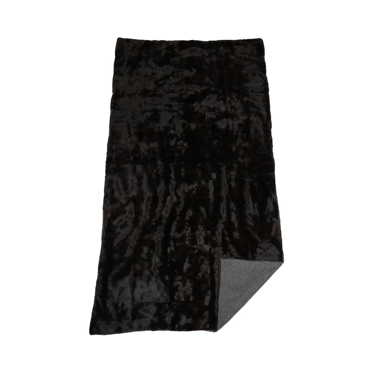 Nerz kariert | Rückseite aus Kaschmir | Dunkelbraun | 122x222 cm