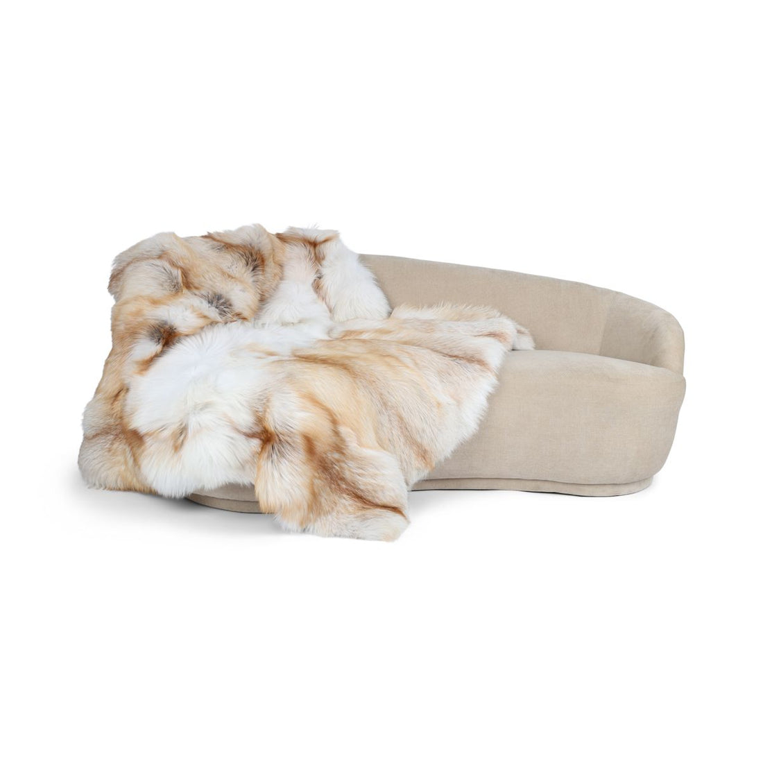 Premium Teppich aus Fuchs | Rückseite aus Kaschmir | Hellgold | 150x150 cm