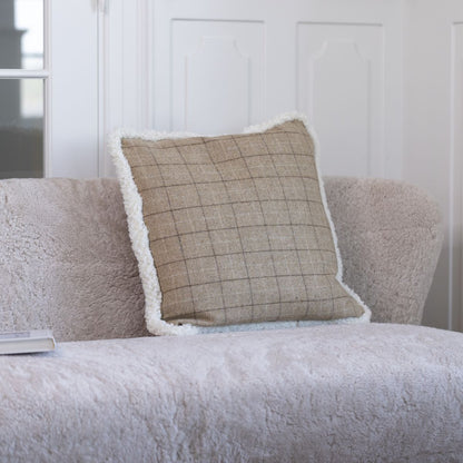 Karierte Sammlung | Wollkissen | Kurzhaarig | 52x52 cm